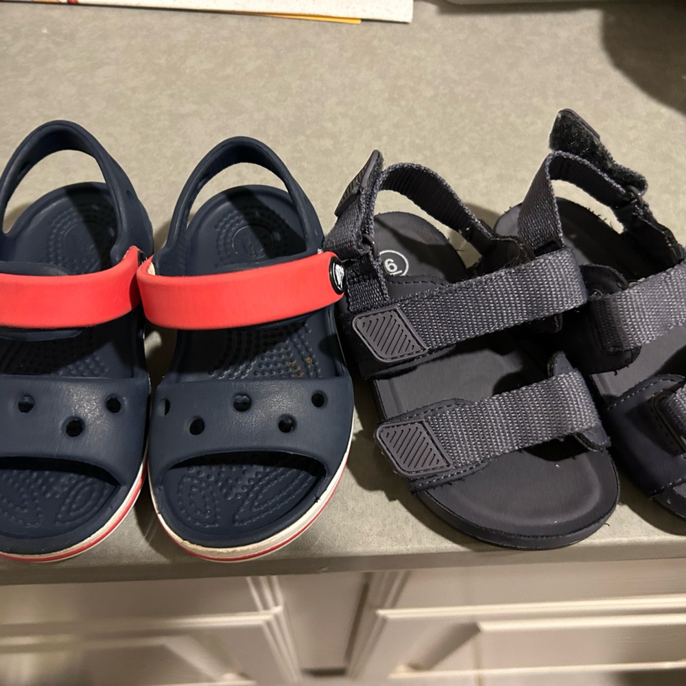 Crocs c6 sandals set cat and jack blue navy bayaband Velcro toddler